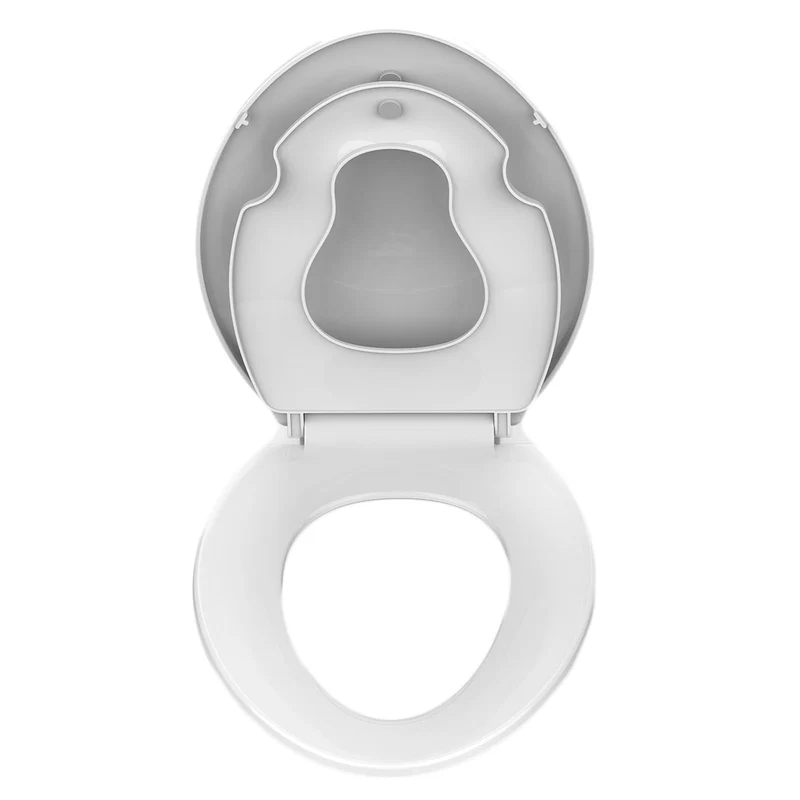 Sedile WC Garvee con seggiolino per bambini 2 in 1 per WC allungati, bagno per famiglie, polipropilene, bianco, chiusura ammortizzata, chiusura magnetica