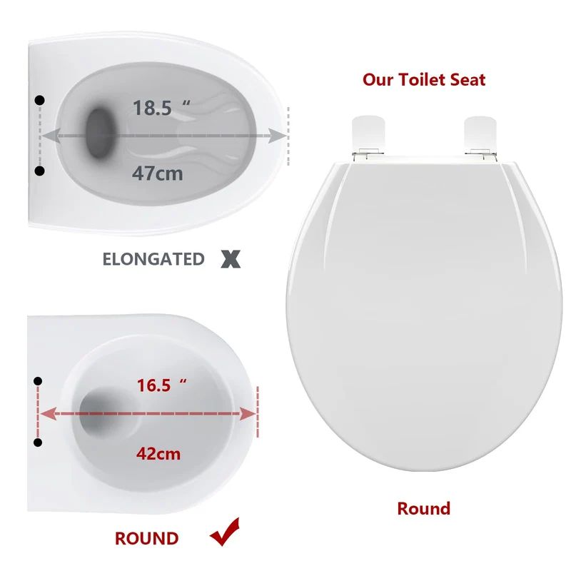 Sedile WC rotondo Garvee con sedile per bambini, chiusura magnetica, chiusura ammortizzata, polipropilene, per bagno di famiglia, bianco