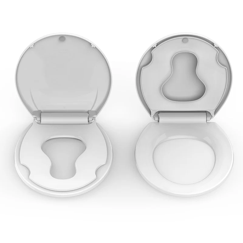 Sedile WC rotondo Garvee con sedile per bambini, chiusura magnetica, chiusura ammortizzata, polipropilene, per bagno di famiglia, bianco