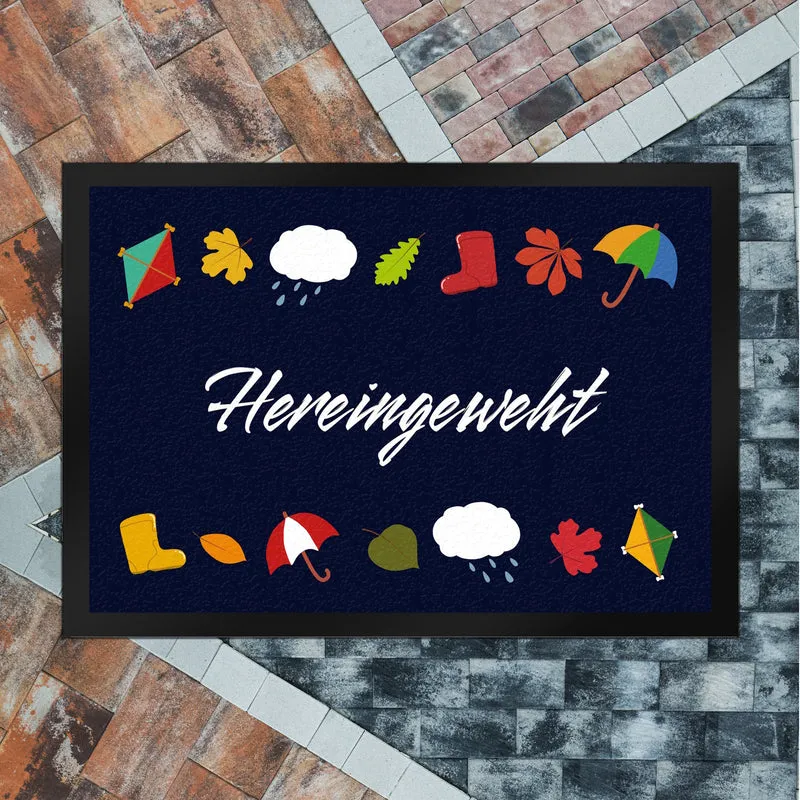 Hereingeweht Fußmatte mit Herbst-Motiven