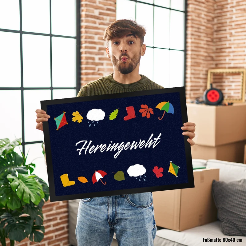 Hereingeweht Fußmatte mit Herbst-Motiven