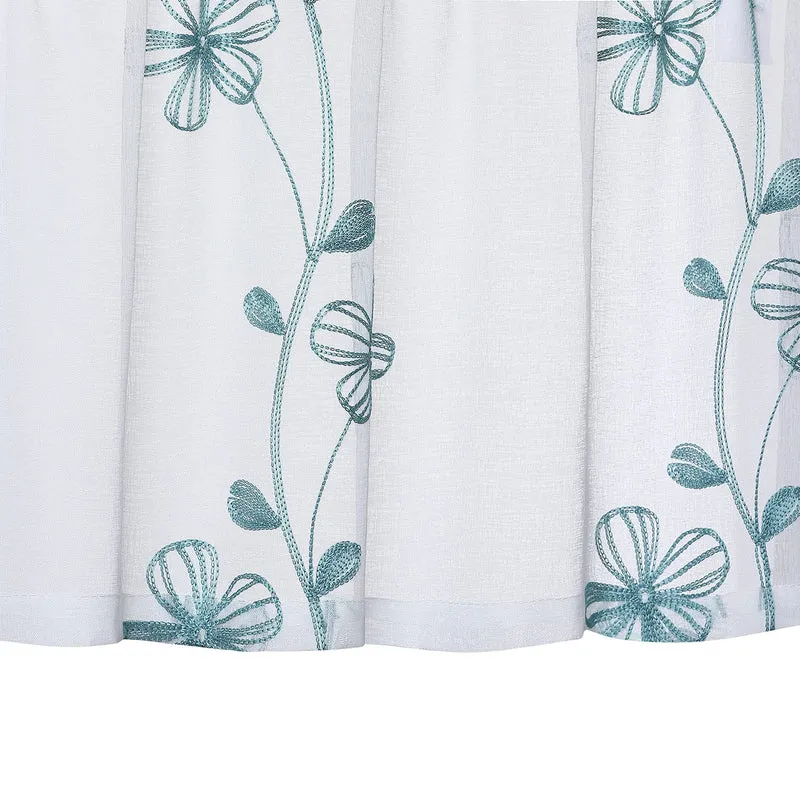 Tende trasparenti Garvee con ricamo per cucina e soggiorno, 26"x36", bianco turchese, poliestere