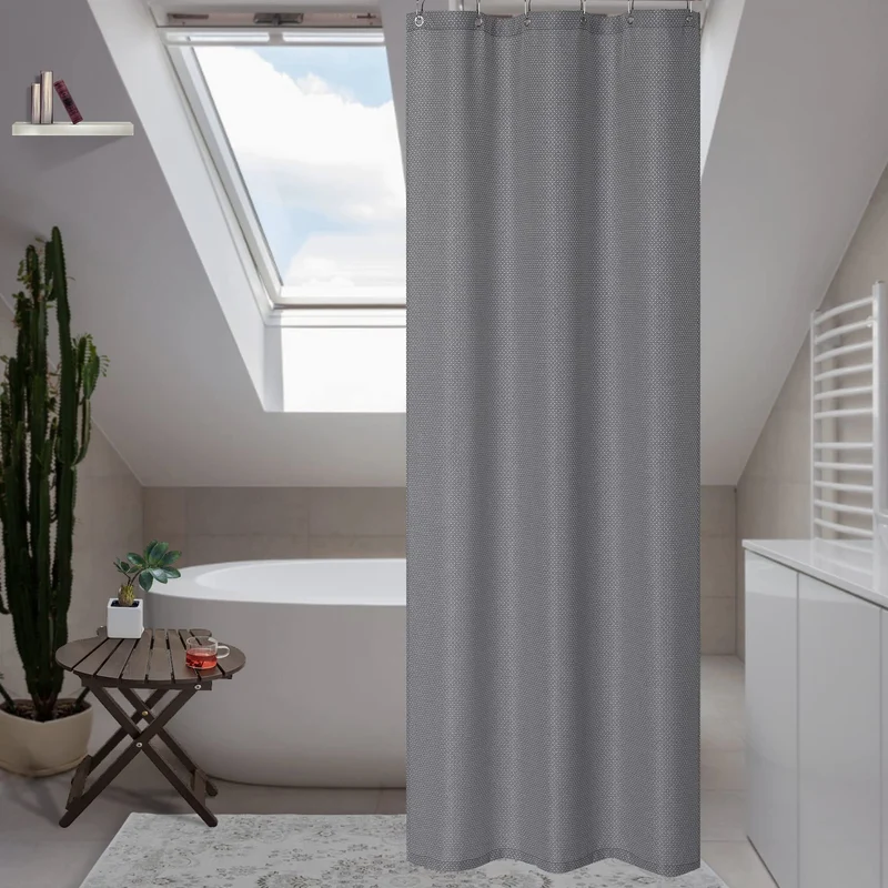 Tenda da doccia Garvee, trama a nido d'ape a quadretti, 100% poliestere, idrorepellente, tessuto pesante, occhielli antiruggine, grigio, 35x72 cm, qualità alberghiera, bagno