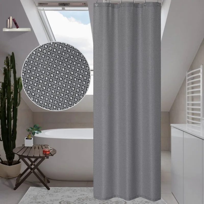 Tenda da doccia Garvee, trama a nido d'ape a quadretti, 100% poliestere, idrorepellente, tessuto pesante, occhielli antiruggine, grigio, 35x72 cm, qualità alberghiera, bagno