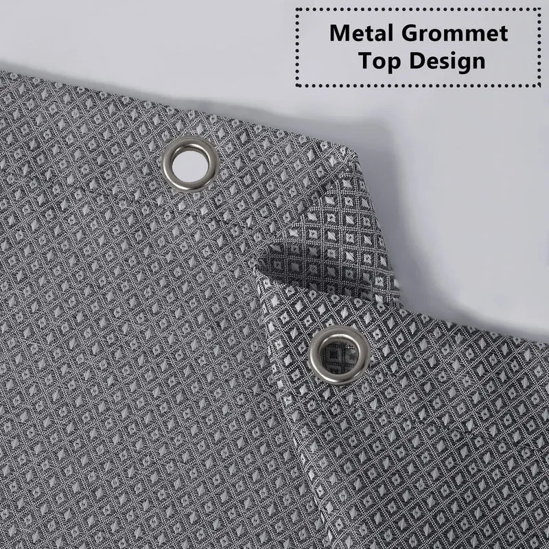 Tenda da doccia Garvee, trama a nido d'ape a quadretti, 100% poliestere, idrorepellente, tessuto pesante, occhielli antiruggine, grigio, 35x72 cm, qualità alberghiera, bagno