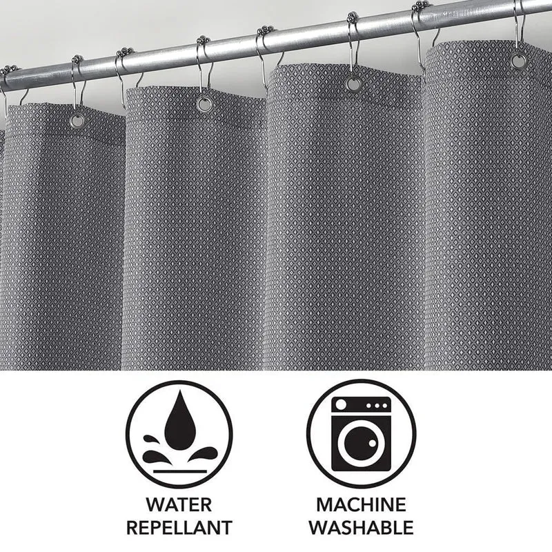 Tenda da doccia Garvee, trama a nido d'ape a quadretti, 100% poliestere, idrorepellente, tessuto pesante, occhielli antiruggine, grigio, 35x72 cm, qualità alberghiera, bagno