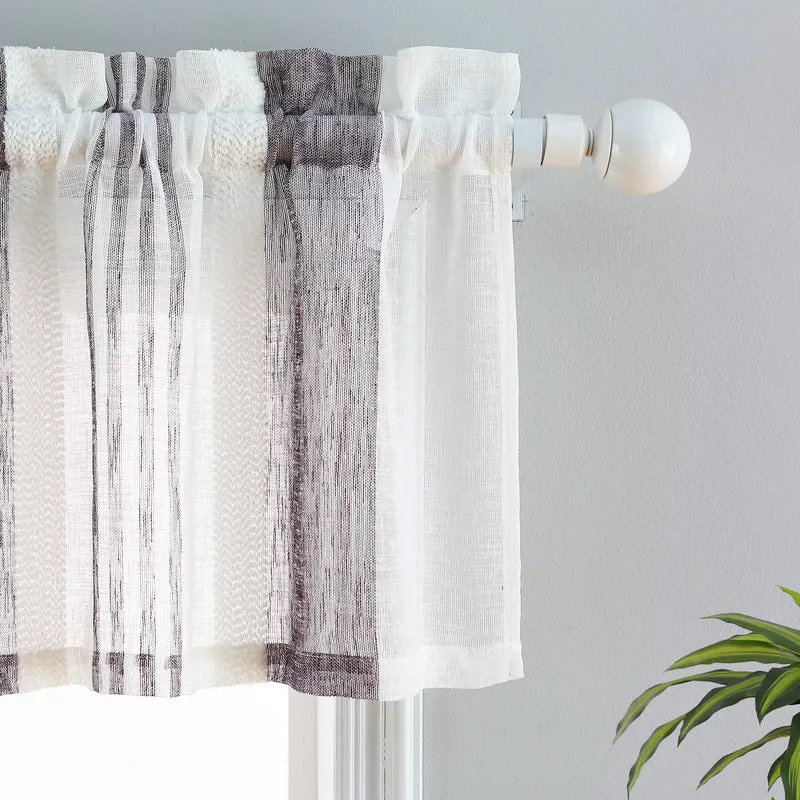 Tenda da cucina Garvee con strisce verticali, finto lino, semitrasparente, 54"x15", viola, tasca per asta, stile fattoria