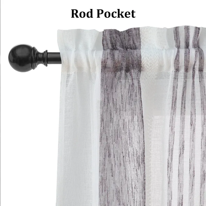 Tenda da cucina Garvee con strisce verticali, finto lino, semitrasparente, 54"x15", viola, tasca per asta, stile fattoria