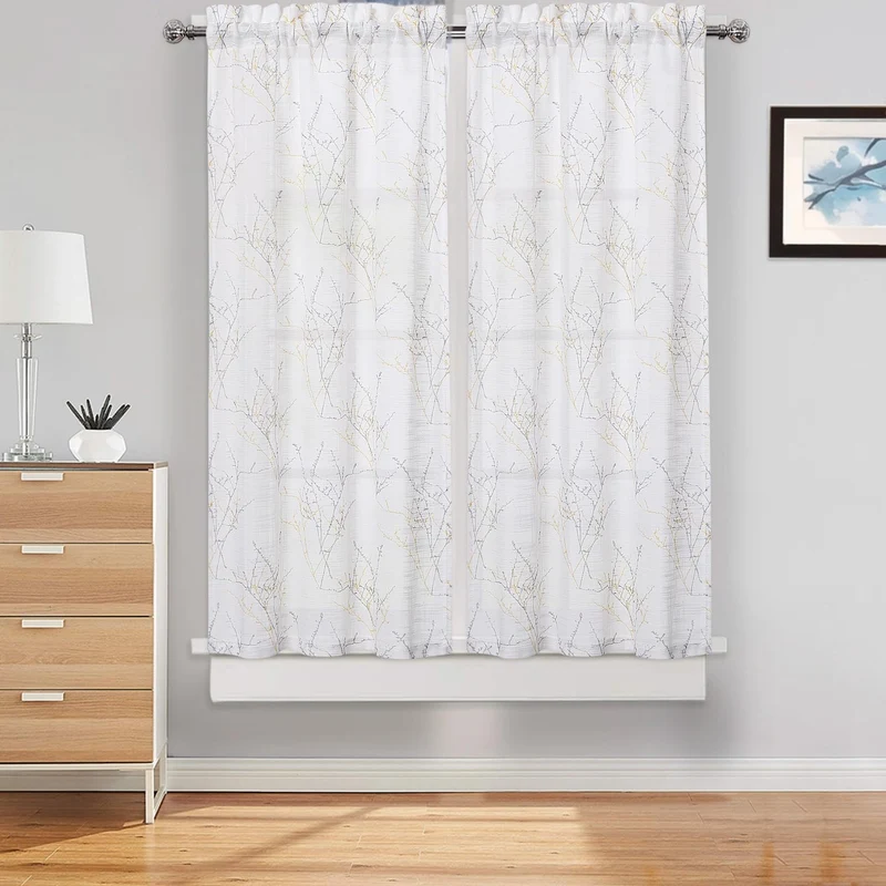 Tende da cucina Garvee con motivo a rami d'albero, filtranti la luce, in poliestere, 2 pannelli, 26x45 pollici, per soggiorno e cucina, rustiche ed eleganti