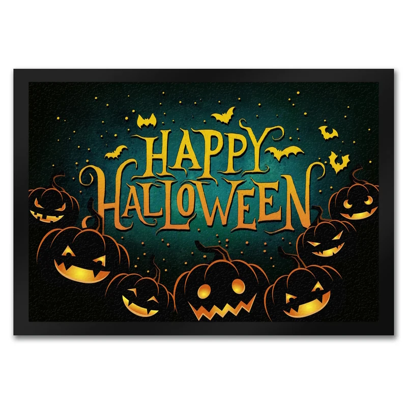 Happy Halloween Fußmatte mit Kürbis Motiv