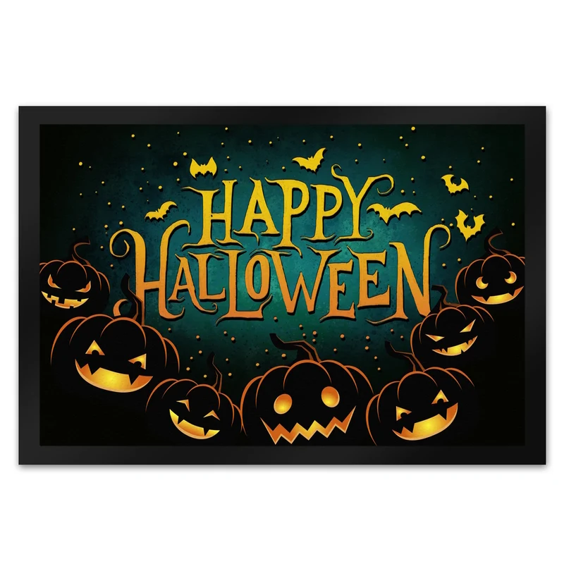 Happy Halloween Fußmatte mit Kürbis Motiv