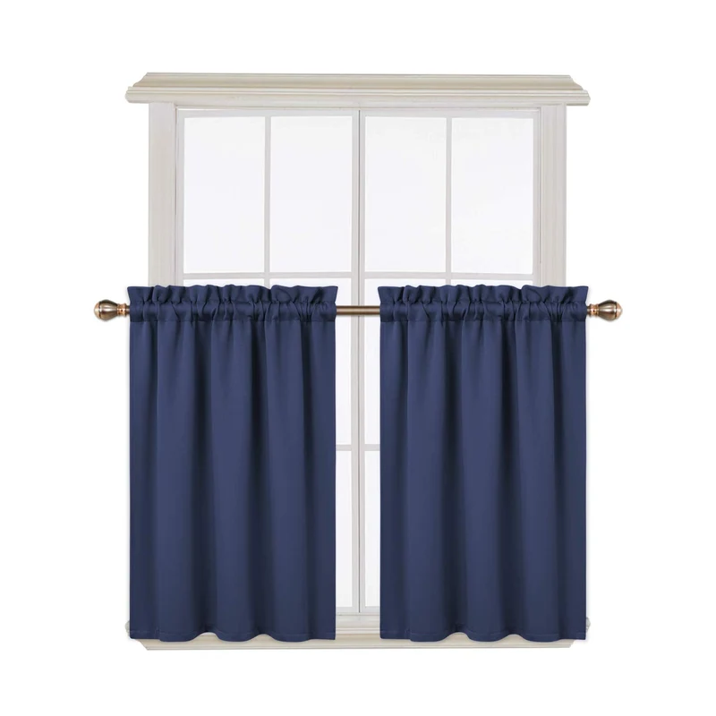 Garvee 2 pezzi mantovane oscuranti per finestre, soggiorno, cucina, camera da letto, mantovane per finestre termoisolanti, blu navy, 26 × 30 pollici