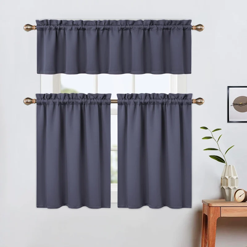 Tende oscuranti termiche da cucina Garvee Valance, grigio scuro, per piccole finestre, cucina, camera da letto, 52x15 cm