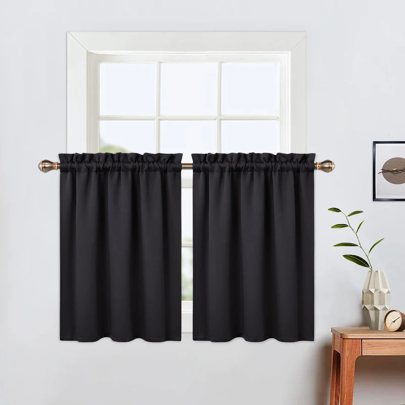 Tende oscuranti corte Garvee, 2 pannelli, oscuranti, materiale pesante, per finestre piccole, cucina, camera da letto, 26x24 pollici, bianco