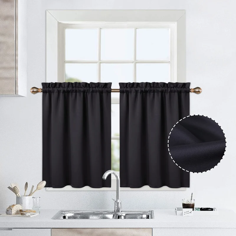 Tende oscuranti corte Garvee, 2 pannelli, oscuranti, materiale pesante, per finestre piccole, cucina, camera da letto, 26x24 pollici, bianco