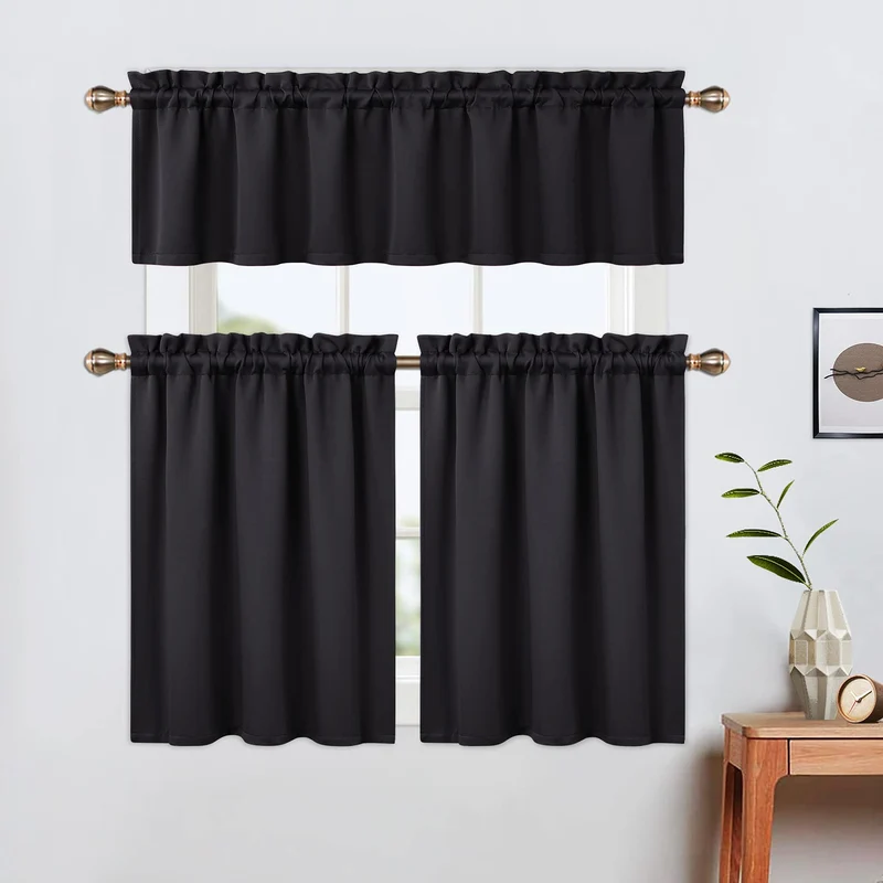 Tende oscuranti corte Garvee, 2 pannelli, oscuranti, materiale pesante, per finestre piccole, cucina, camera da letto, 26x24 pollici, bianco