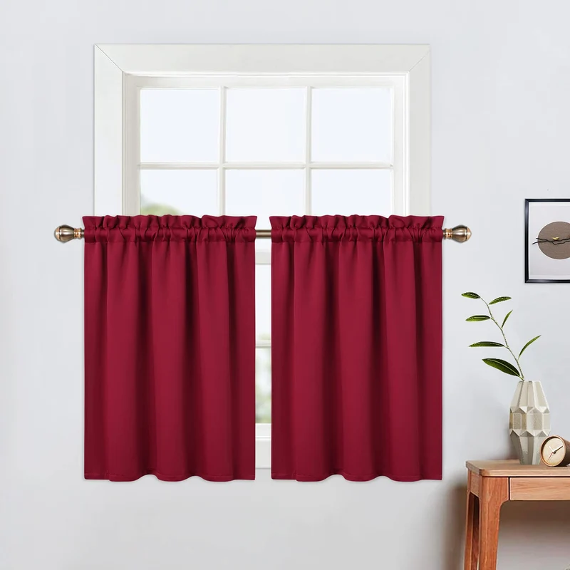 Tende oscuranti natalizie Garvee, corte 24 pollici, oscuranti, rosso vino, per finestre piccole, bagno, cucina, camera da letto