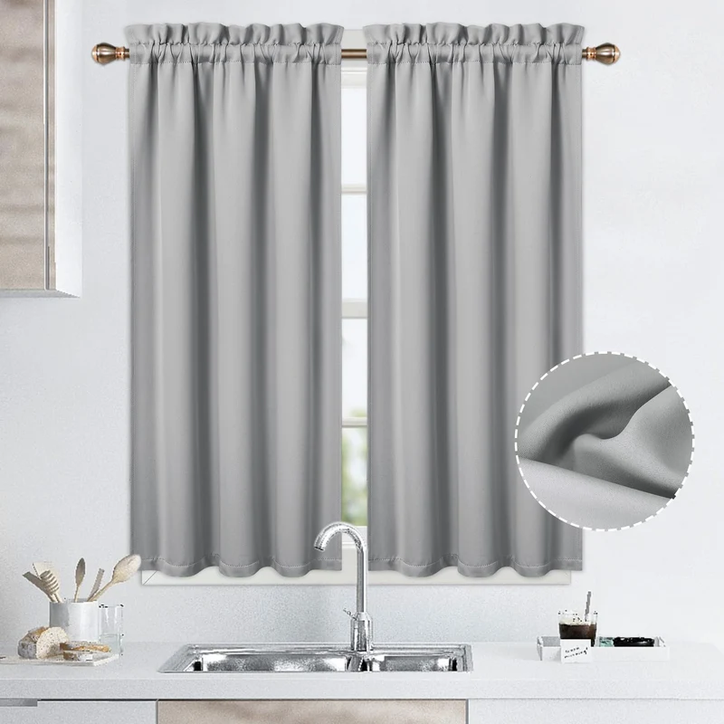 Tende oscuranti corte Garvee, 2 pannelli, in poliestere che blocca la luce, per cucina e camera da letto, 26x45 pollici