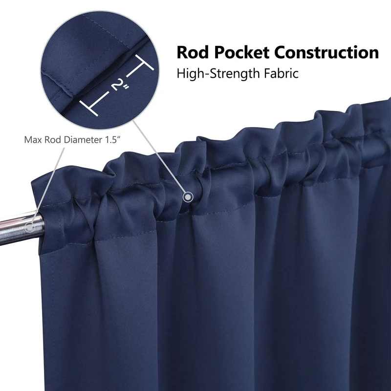 Tende oscuranti Garvee, 2 pezzi, per finestre, soggiorno, cucina, camera da letto, blu navy, 26x45 pollici