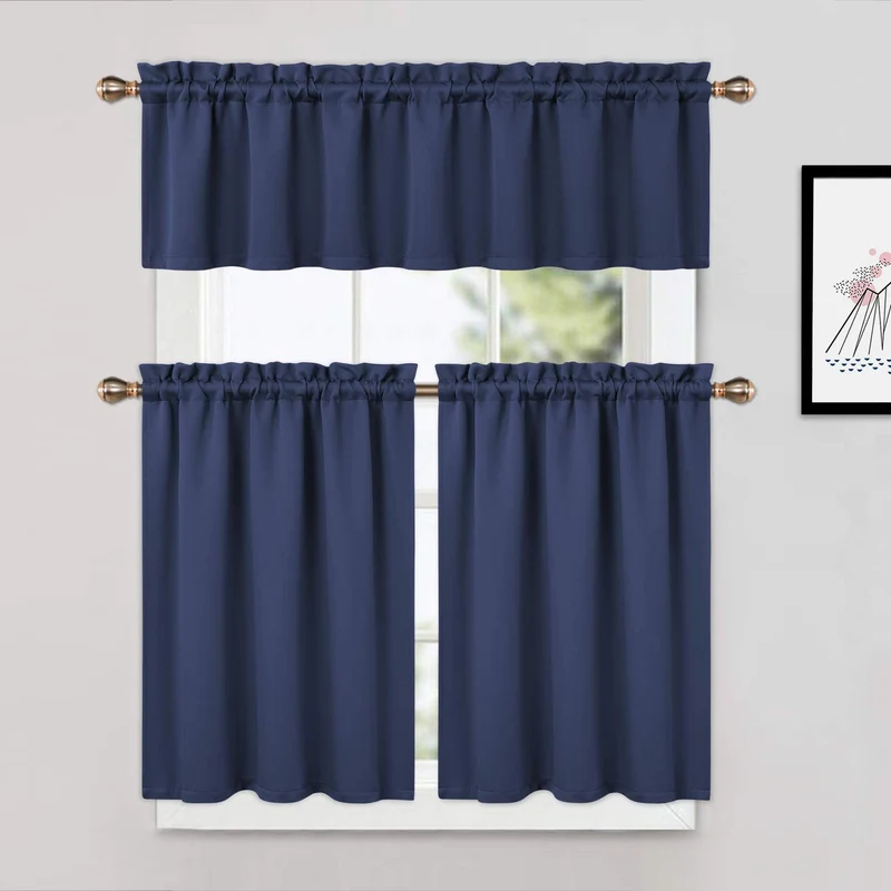 Tende oscuranti Garvee, 2 pezzi, per finestre, soggiorno, cucina, camera da letto, blu navy, 26x45 pollici