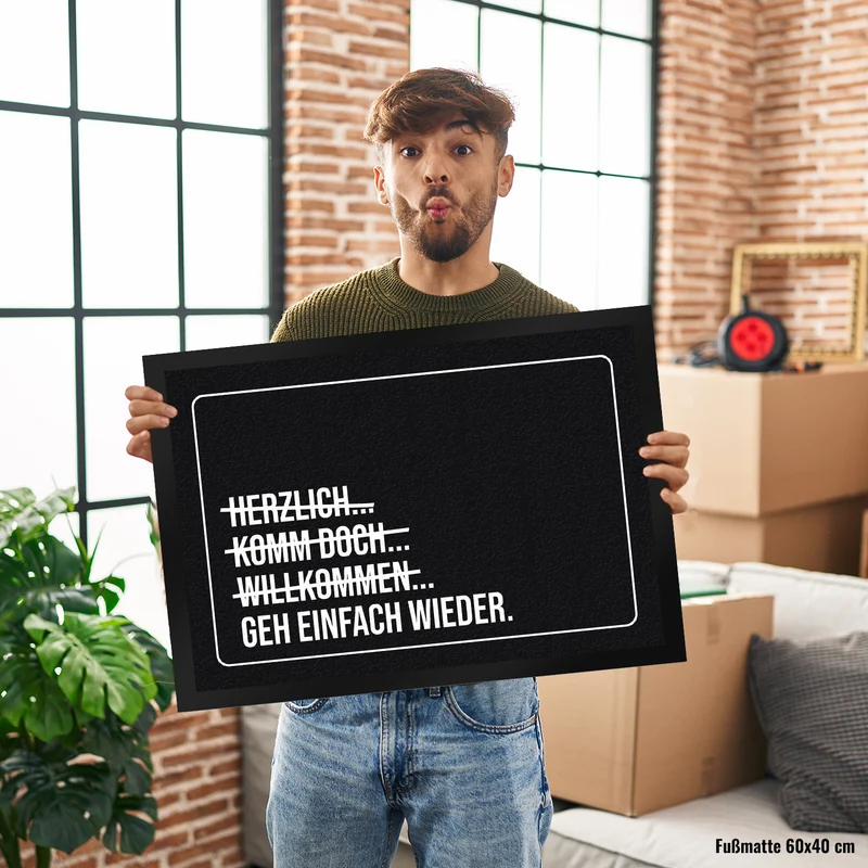 Geh einfach wieder Fußmatte mit lustigem Spruch