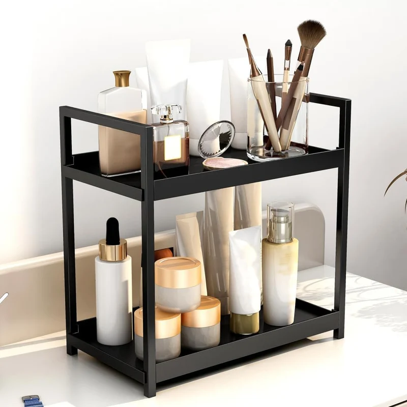 Scaffale Garvee a 2 ripiani per cucina e bagno in ferro e PP per cucina, bagno e soggiorno, robusto, versatile, facile da installare