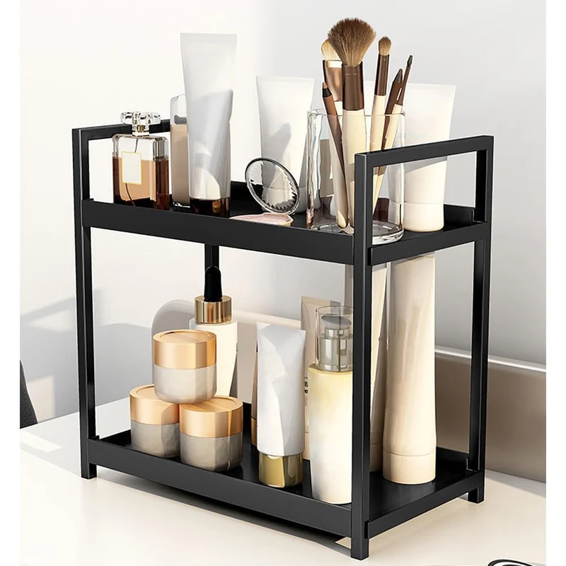 Scaffale Garvee a 2 ripiani per cucina e bagno in ferro e PP per cucina, bagno e soggiorno, robusto, versatile, facile da installare