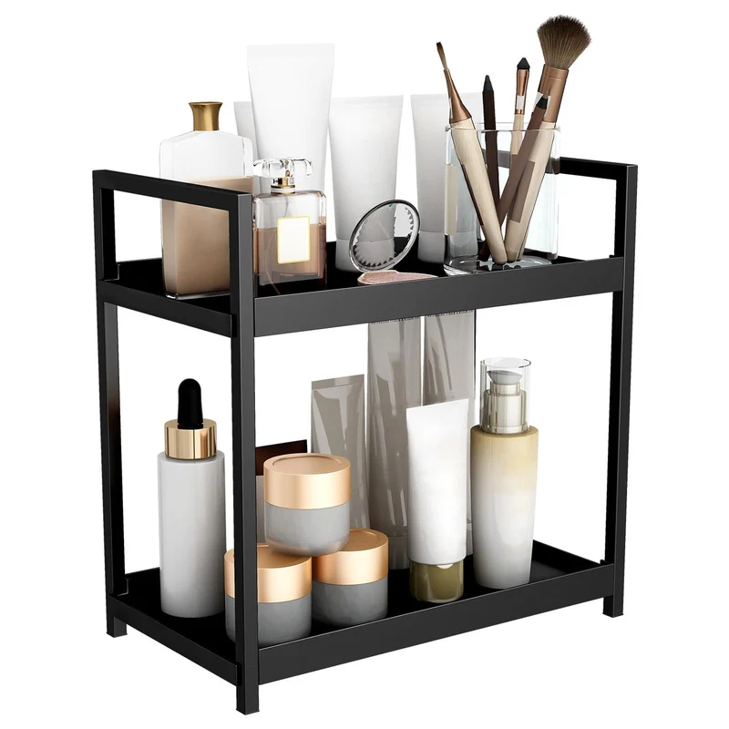 Scaffale Garvee a 2 ripiani per cucina e bagno in ferro e PP per cucina, bagno e soggiorno, robusto, versatile, facile da installare