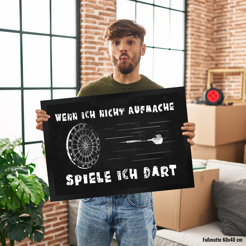 Wenn ich nicht aufmache spiele ich Dart Fußmatte mit Dartscheibe
