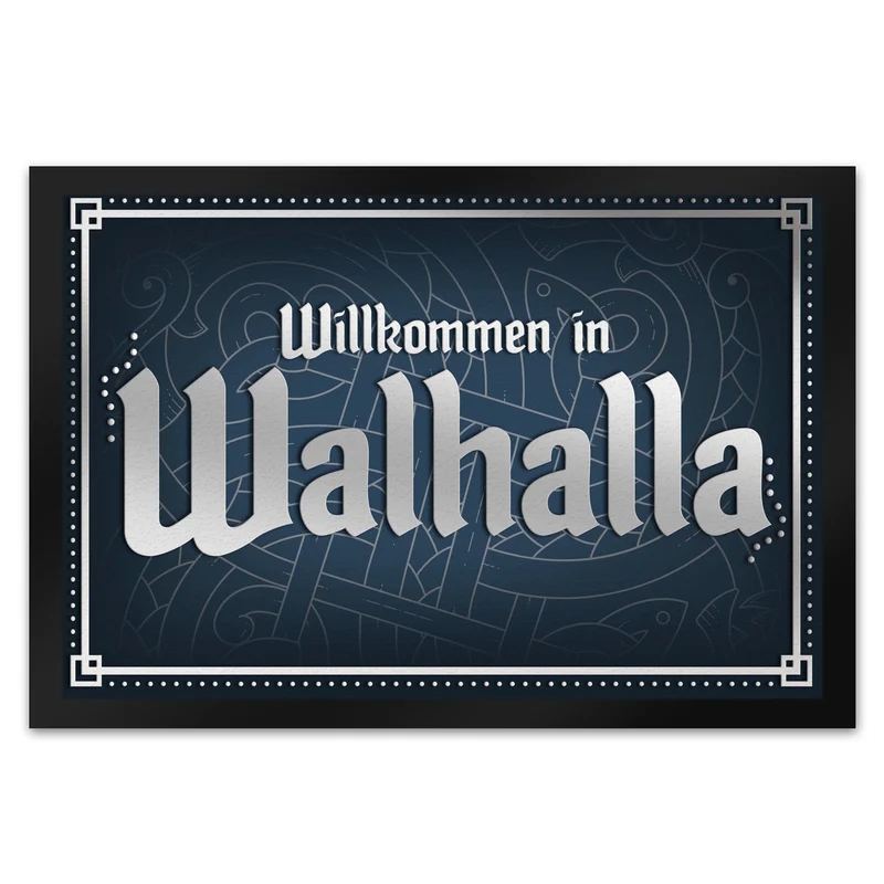Willkommen in Walhalla Fußmatte mit Runen Motiv