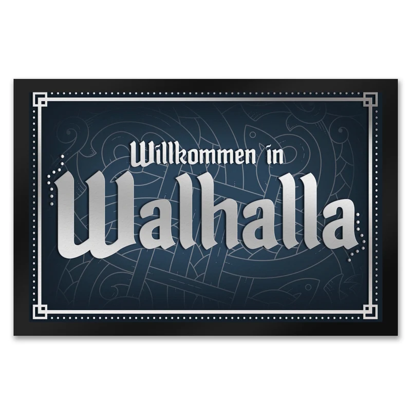 Willkommen in Walhalla Fußmatte mit Runen Motiv