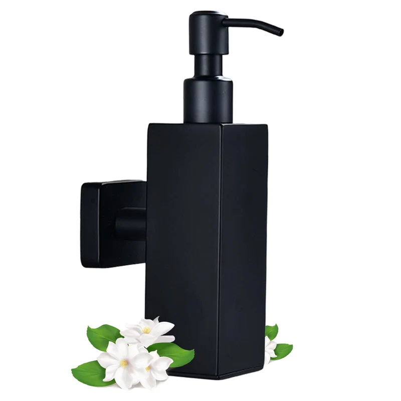 Garvee Dispenser Sapone Ricaricabile in Acciaio 304 Nero Opaco Montaggio a Parete per Bagno e Cucina