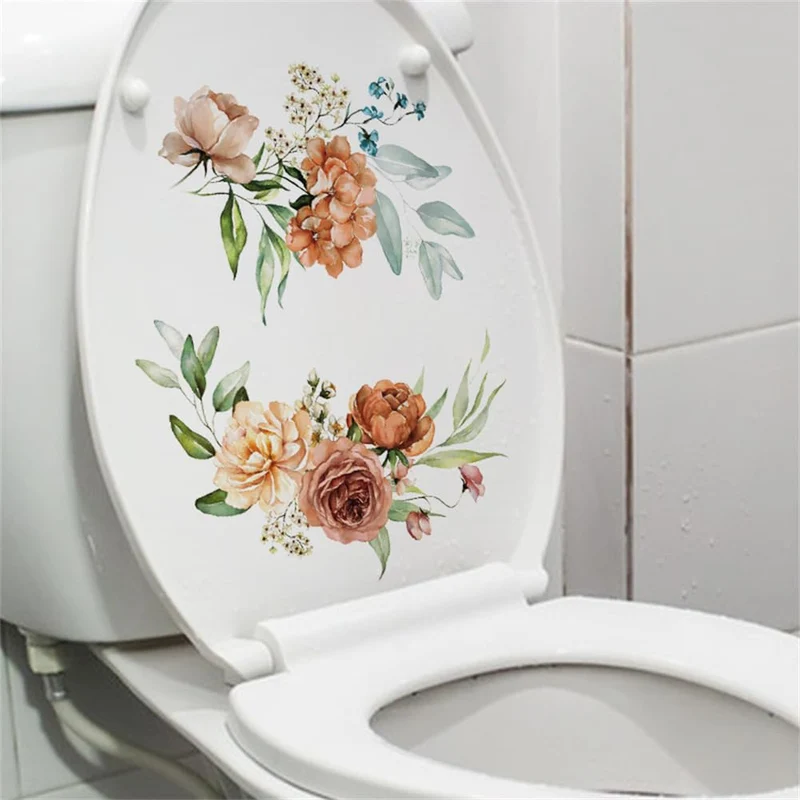 Garvee Adesivo Da Parete Per WC E Bagno Con Design Foglie E Fiori, PVC Sicuro, 20x30 cm, Decorazione Ecologica