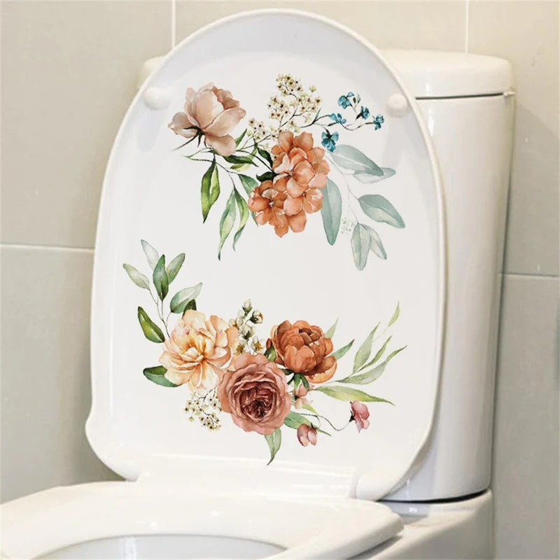 Garvee Adesivo Da Parete Per WC E Bagno Con Design Foglie E Fiori, PVC Sicuro, 20x30 cm, Decorazione Ecologica