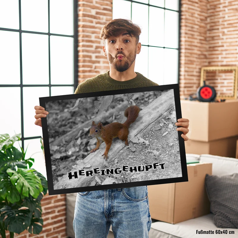 Hereingehüpft Fussmatte mit Eichhörnchen