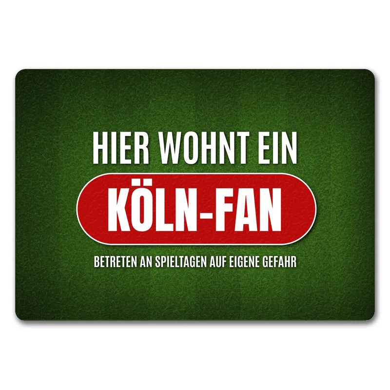 Hier wohnt ein Köln-Fan Fußmatte mit Rasen Motiv