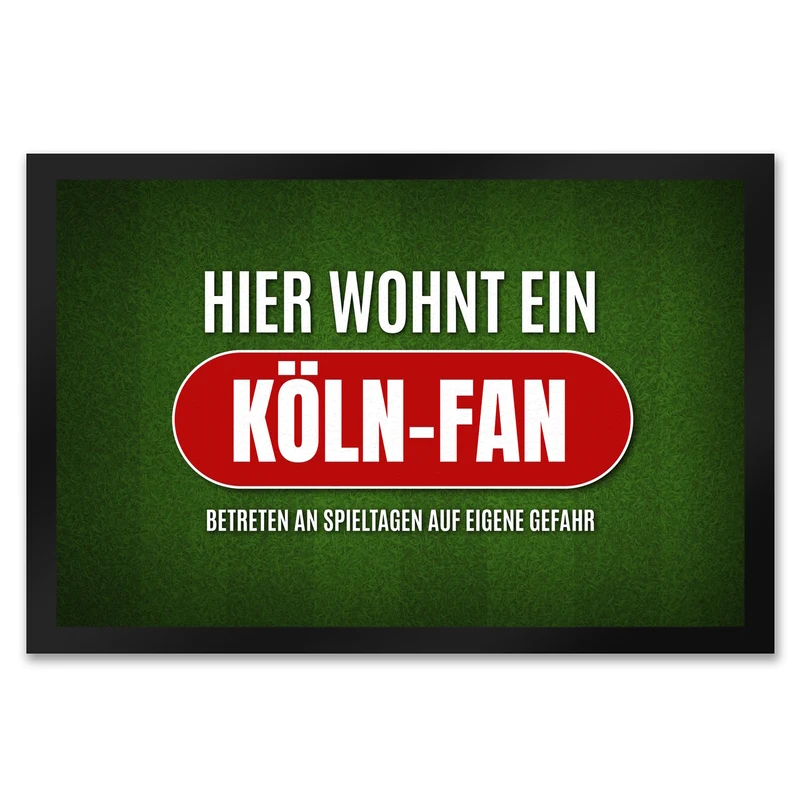 Hier wohnt ein Köln-Fan Fußmatte mit Rasen Motiv