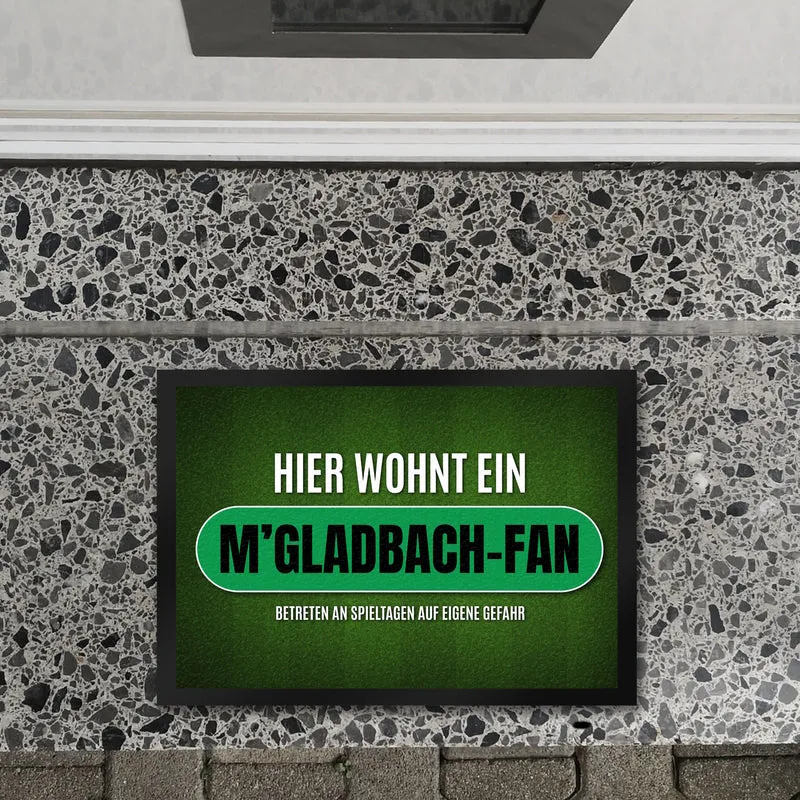 Hier wohnt ein M'Gladbach-Fan Fußmatte