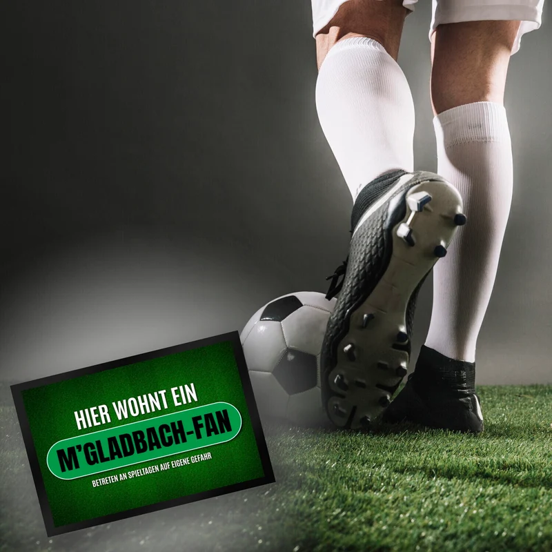 Hier wohnt ein M'Gladbach-Fan Fußmatte