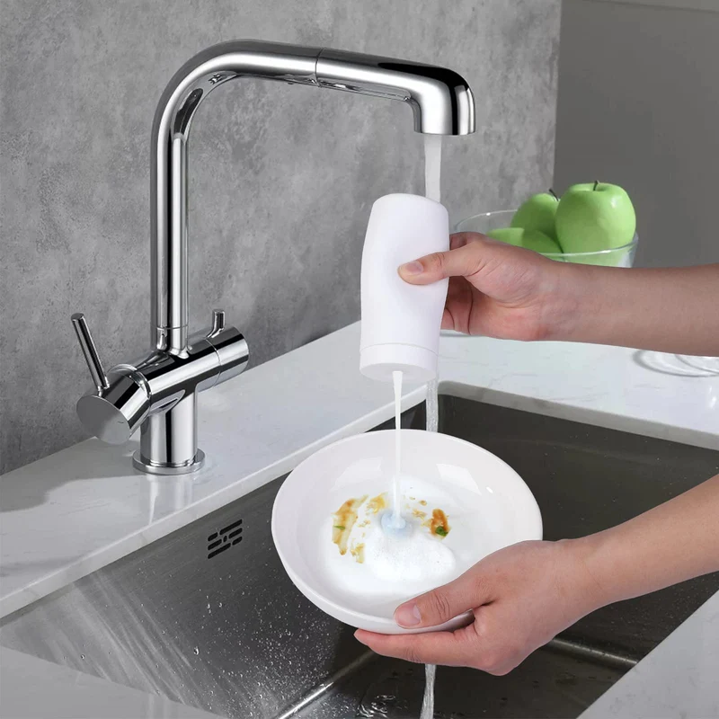 Garvee Set 2 Dispenser Ricaricabili per Sapone Liquido, Dosaggio Preciso, Plastica Robusta, Multiuso per Cucina e Bagno, Trasparente