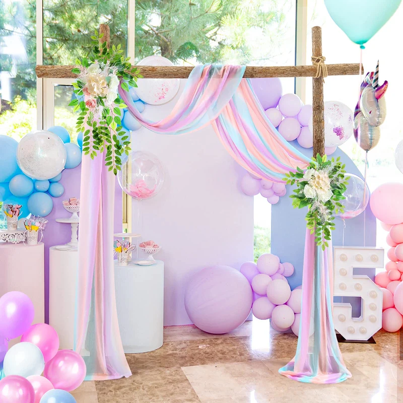 Garvee Wedding Arch Draping Fabric Tulle Contrast Colour Outdoor Backdrop 2FTx18FT Riutilizzabile Spruzzabile con Acqua Versatile