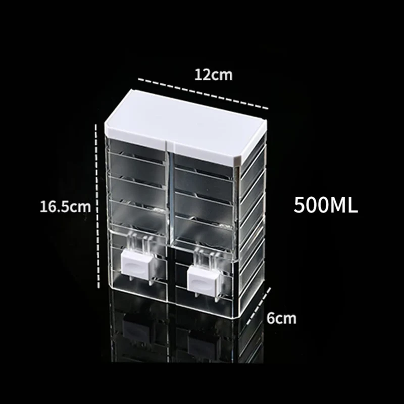 Dispenser di sapone liquido manuale Garvee da 500 ml, doppia testa, montaggio a parete, in plastica trasparente per bagno e hotel