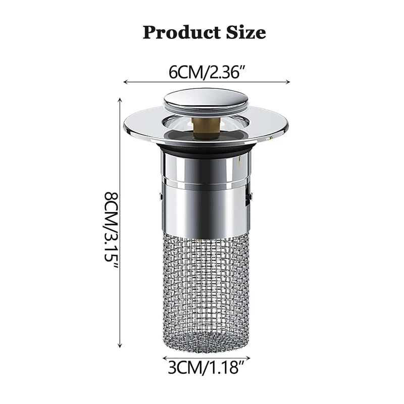 Tappi per lavello da cucina Garvee, confezione da 2, in acciaio inox anti-intasamento: tappi di scarico antiruggine per uso domestico e catering con funzione di filtro e sifone antiodore.