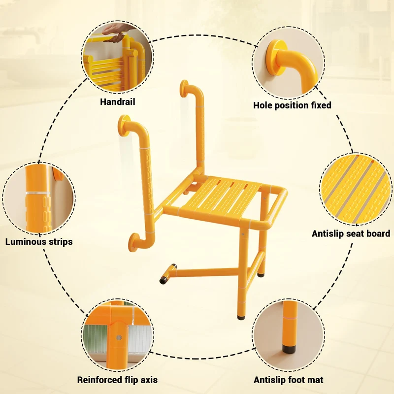Sedile per doccia pieghevole Garvee, sgabello per doccia a parete, sedile per doccia pieghevole, sedia da bagno, sedia da doccia salvaspazio, sgabello antiscivolo per anziani, bambini e disabili, fino a 150 kg