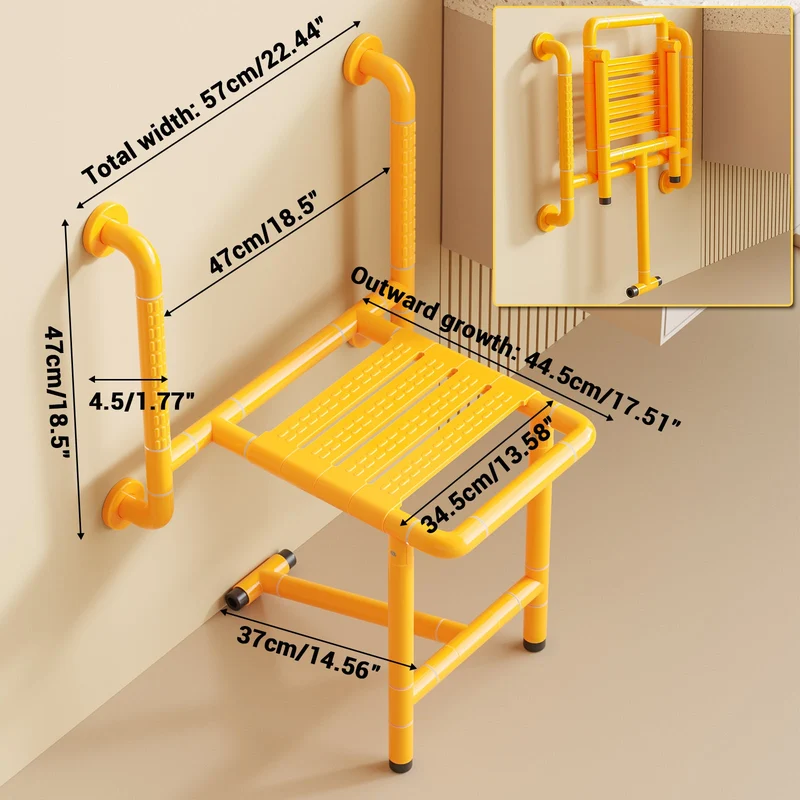 Sedile per doccia pieghevole Garvee, sgabello per doccia a parete, sedile per doccia pieghevole, sedia da bagno, sedia da doccia salvaspazio, sgabello antiscivolo per anziani, bambini e disabili, fino a 150 kg
