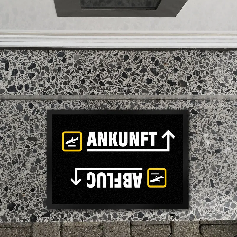 Ankunft oder Abflug Flughafen Icons Fußmatte