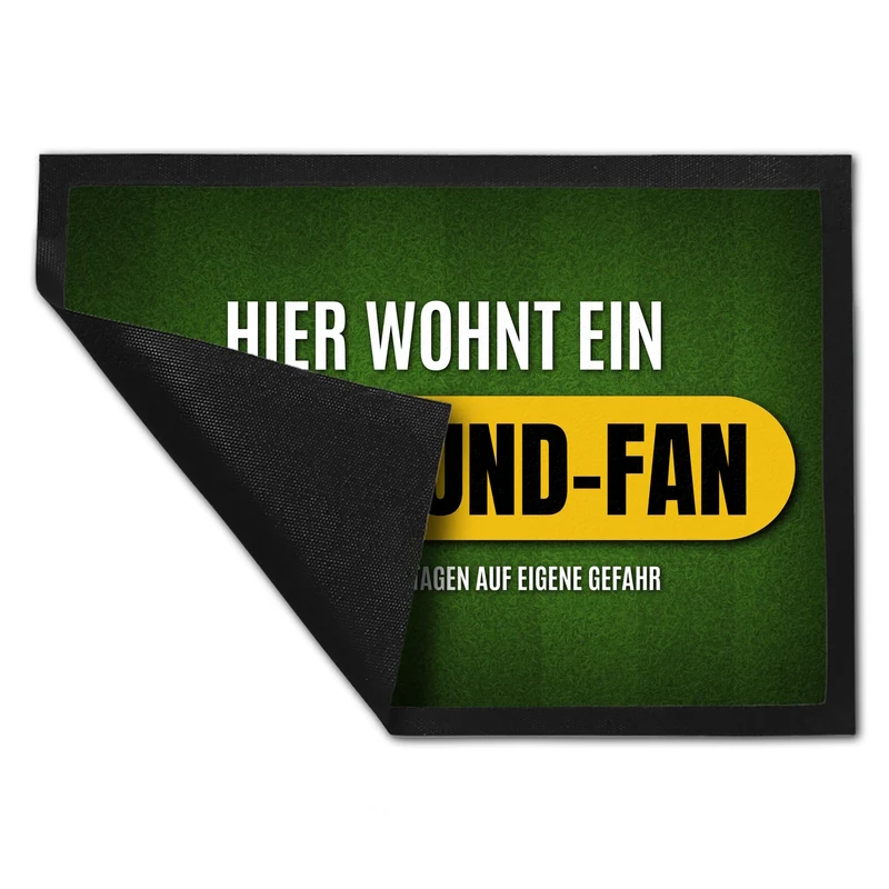 Hier wohnt ein Dortmund-Fan Fußmatte mit Rasen Motiv