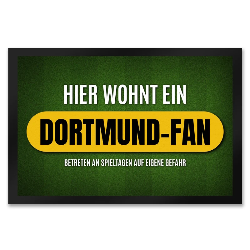 Hier wohnt ein Dortmund-Fan Fußmatte mit Rasen Motiv