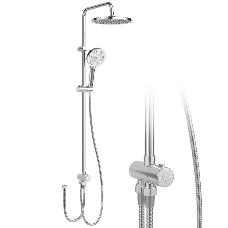 GARVEE Colonna doccia a pioggia senza raccordi cromata – Colonna doccia in acciaio inox rotonda 25 cm