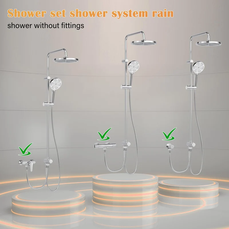GARVEE Colonna doccia a pioggia senza raccordi cromata – Colonna doccia in acciaio inox rotonda 25 cm